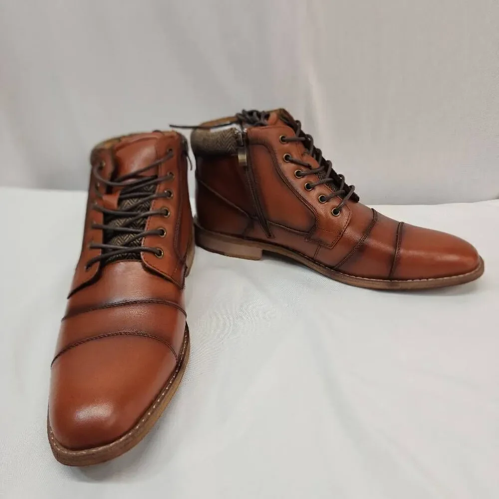 ArcBrothers Size 10.5 Mens Dress Boots Genuine Leather Classic Brogue Style Oxfo